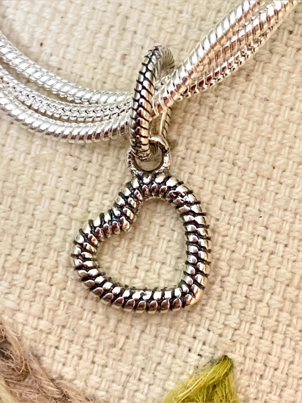 Snake Chain Pattern Open Heart Pendant | 925 Sterling Silver